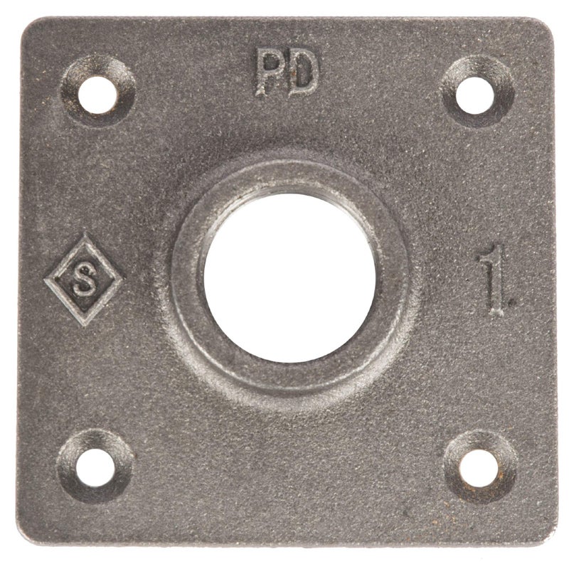 PIPE DECOR 1" Square Floor Flange Fitting, 4-Pack, Malleable Iron, Fits One Inch Diameter Black Steel Plumbing Pipes and Nipples, Build Vintage DIY Pipe Industrial Furniture and Shelving - Image 4